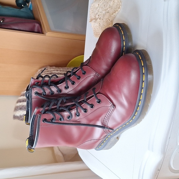 Dr. Martens Burgundy Combat Boots - Picture 1 of 5